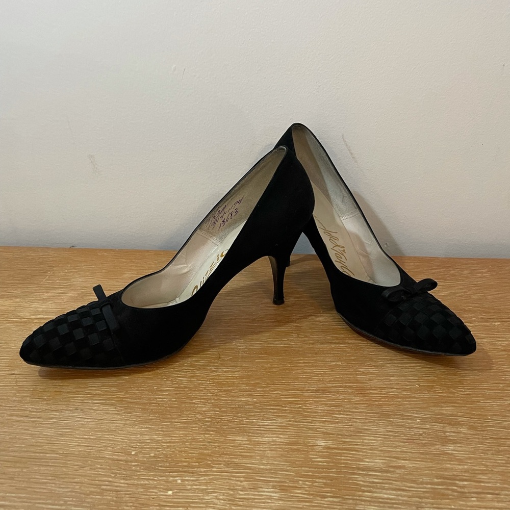 Vintage 60s black sexy stiletto heels 9.5 narrow
